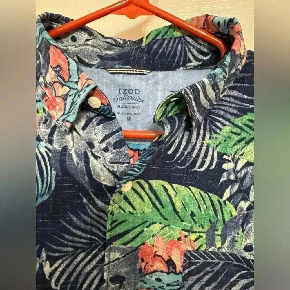 IZOD Hawaiian shirt Saltwater Relaxed Classic Size M - Picture 6 of 8